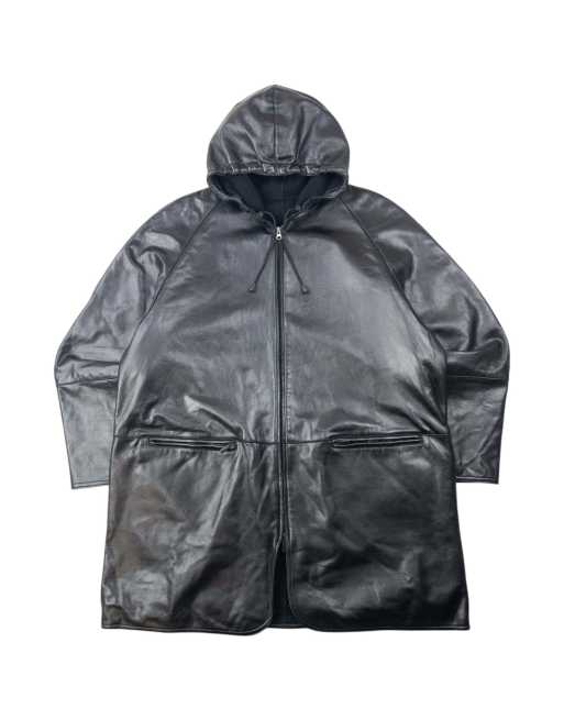 Vintage 80s Emporio Armani Zip Up Leather Jacket Size XL in Black