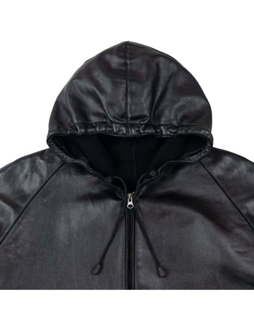 Vintage 80s Emporio Armani Zip Up Leather Jacket Size XL in Black