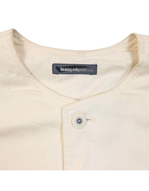 Vintage 80s Issey Miyake Button Up Jacket Size L in Cream, 3 of 7