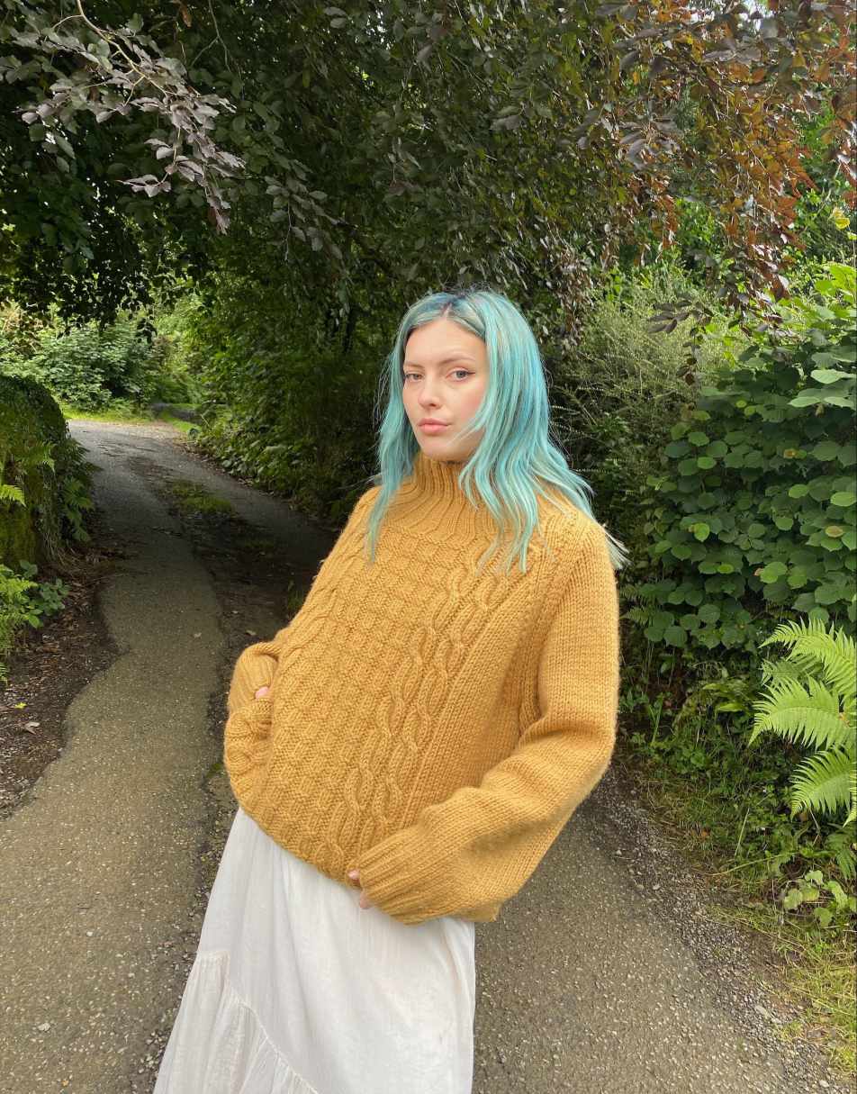 Vintage 80s Wool Blend Size XXL Chunky Knitted Jumper in Yellow
