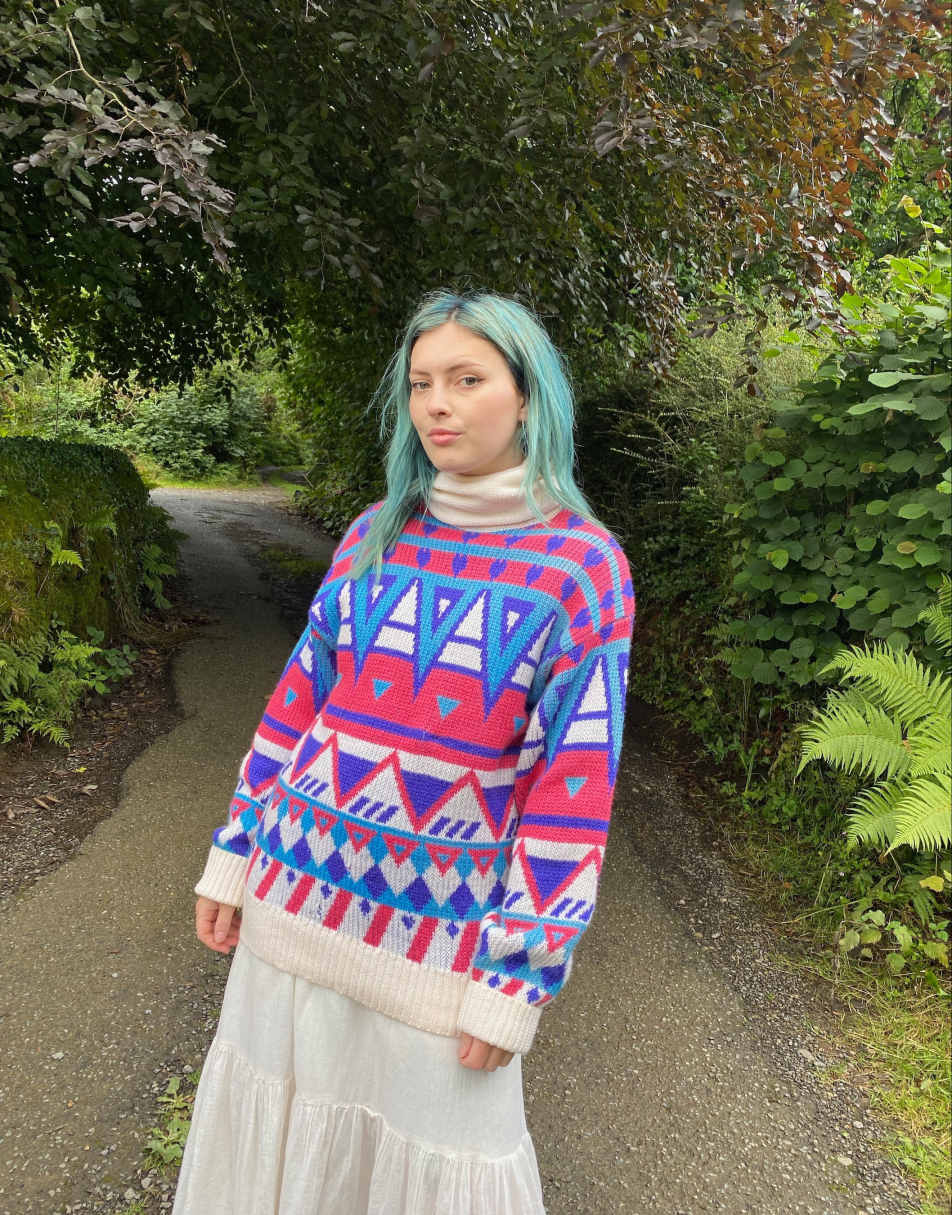 Vintage 80s Wool Size XXL Chunky Knitted Jumper in Multi 2