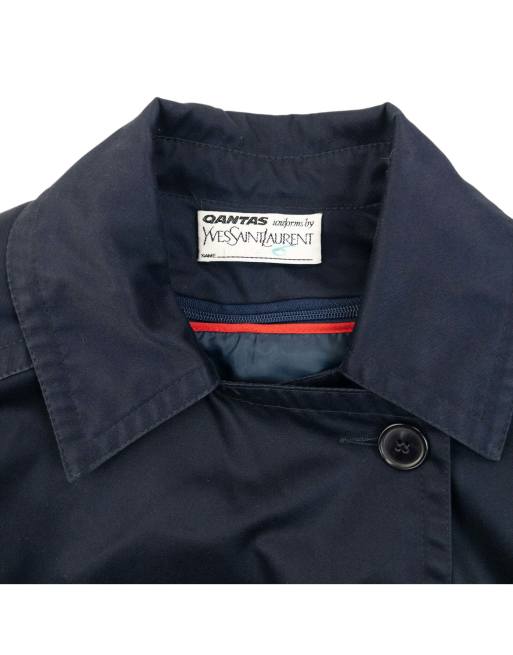 Vintage 80s YSL Yves Saint Laurent Belt Waist Trench Jacket Size XL, 4 of 4