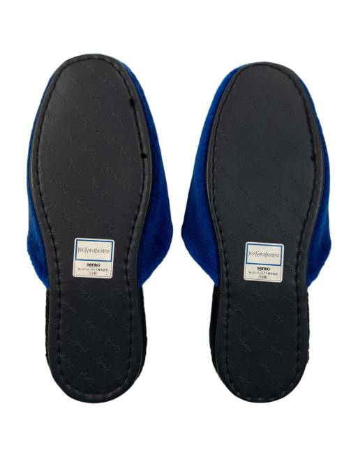 Vintage 80s YSL Yves Saint Laurent Embroidered Fleece Slippers Size 6, 3 of 4