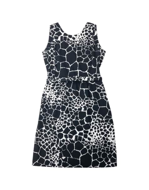 Vintage 80s YSL Yves Saint Laurent Giraffe Print Belt Waist Dress Size L - view 1