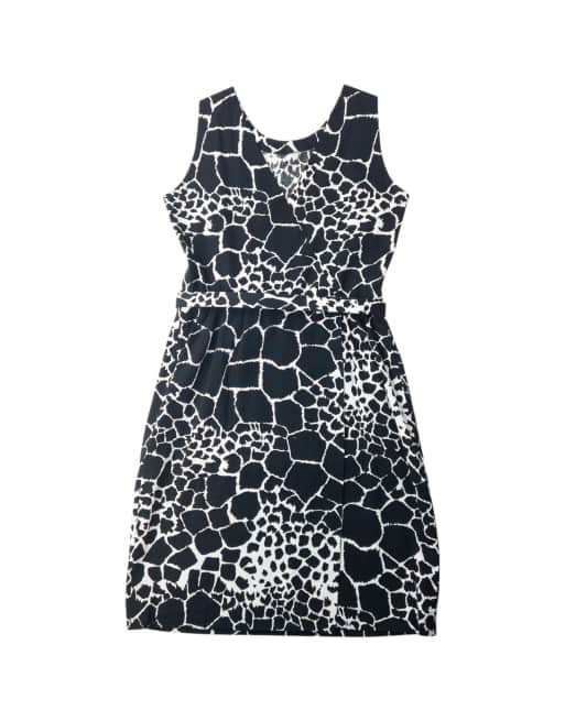 Vintage 80s YSL Yves Saint Laurent Giraffe Print Belt Waist Dress Size L, 2 of 4