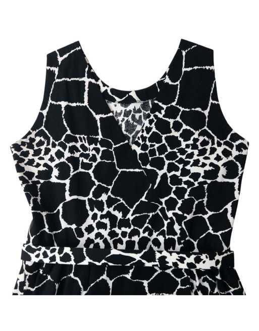 Vintage 80s YSL Yves Saint Laurent Giraffe Print Belt Waist Dress Size L, 3 of 4