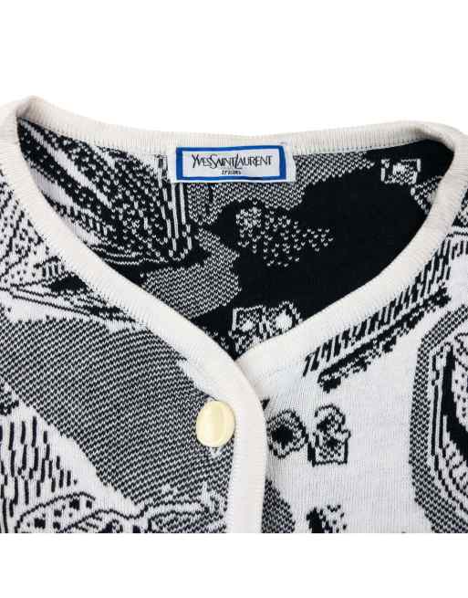 Vintage 80s YSL Yves Saint Laurent Pattern Cardigan Size M | ASOS