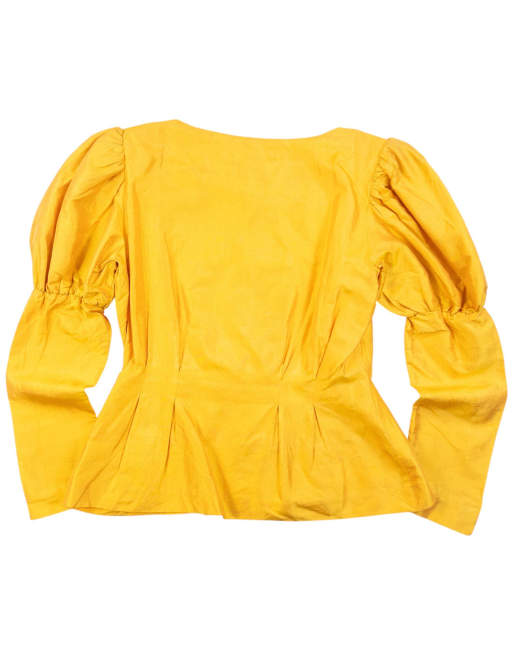 Vintage 80s YSL Yves Saint Laurent Puff Sleeve Blouse Size M, 2 of 7