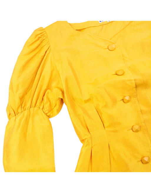 Vintage 80s YSL Yves Saint Laurent Puff Sleeve Blouse Size M, 5 of 7