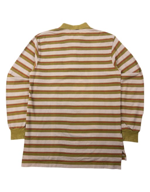 Vintage 80s YSL Yves Saint Laurent Striped Long Sleeve Polo Shirt