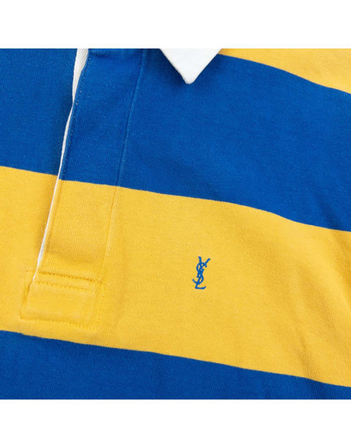 Vintage 80s YSL Yves Saint Laurent Striped Long Sleeve Rugby Polo Shirt Size S, 4 of 4