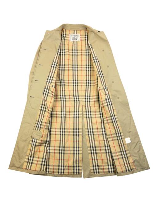 Vintage 90 Burberry Nova Check Lined Belt Waist Trench Jacket Size M, 2 of 4