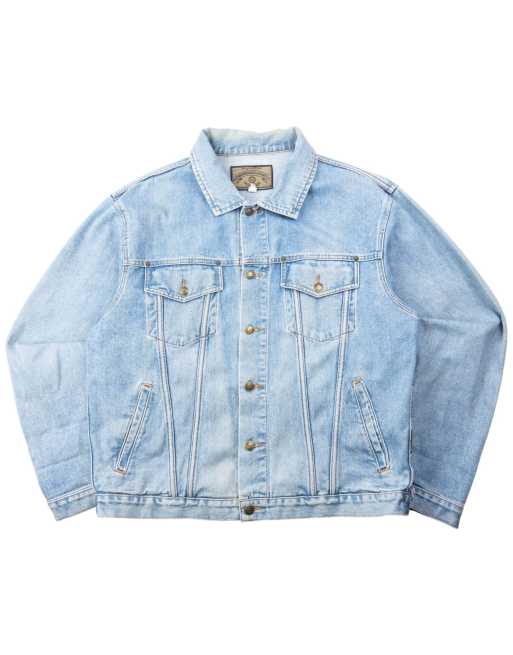 Vintage 90s Armani Jeans Button Up Denim Jacket Size L in Blue