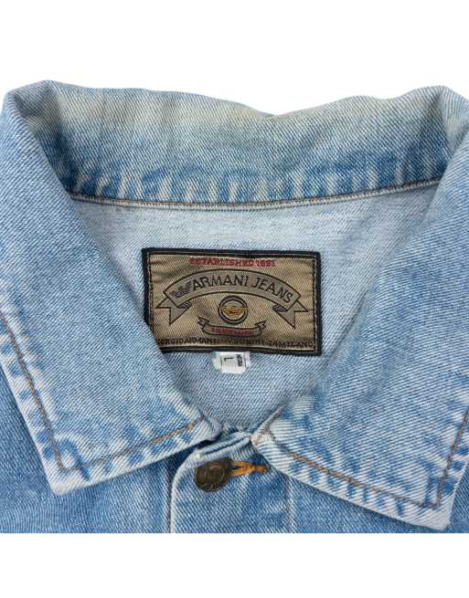 Vintage 90s Armani Jeans Button Up Denim Jacket Size L in Blue | ASOS