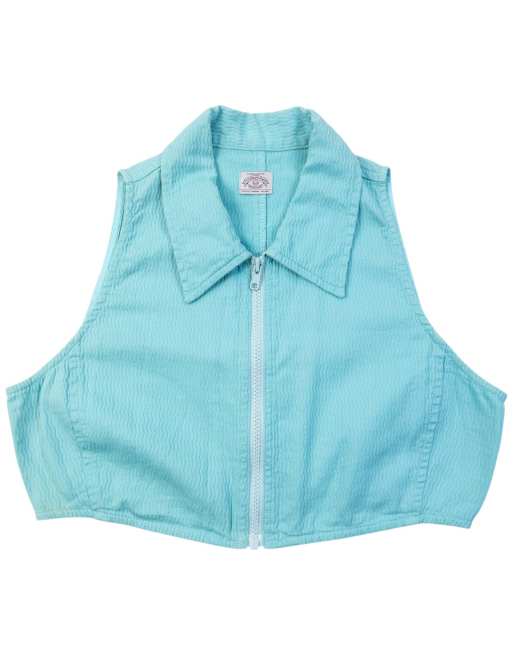 Vintage 90s Armani Jeans Zip Up Cropped Vest Top Size M, 1 of 6