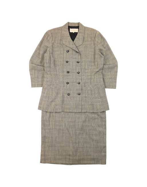 Vintage 90s Balenciaga Checkered Jacket & Skirt Suit Set Size L, 2 of 4