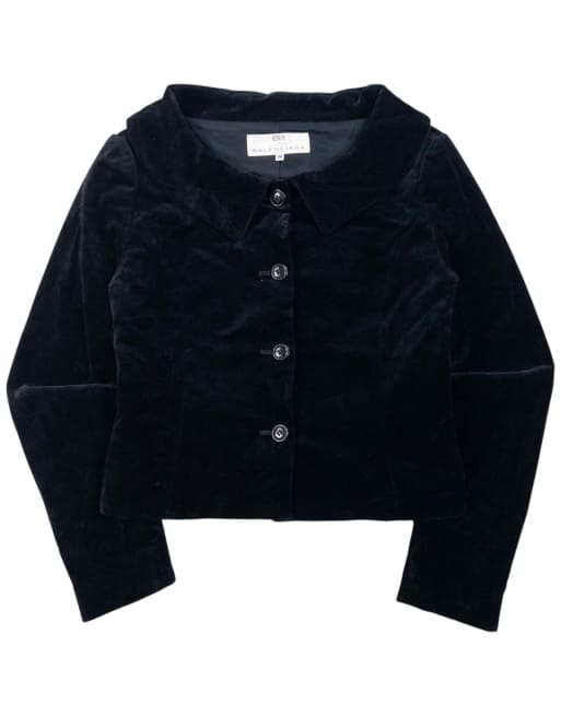 Vintage 90s Balenciaga La Mode Velvet Button Up Jacket Size M, 1 of 6
