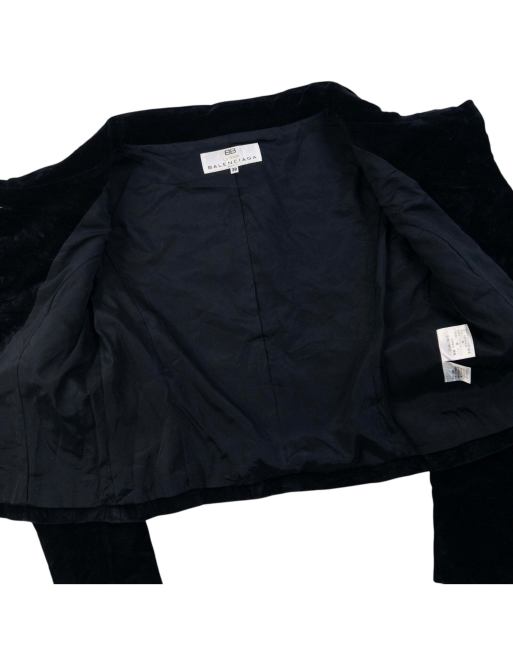 Vintage 90s Balenciaga La Mode Velvet Button Up Jacket Size M, 4 of 6