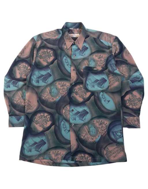 Vintage 90s Balenciaga Long Sleeve Button Up Pattern Shirt Size S, 1 of 6
