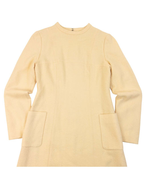 Vintage 90s Balenciaga Long Sleeve Tweed Wool Dress Size S, 3 of 4