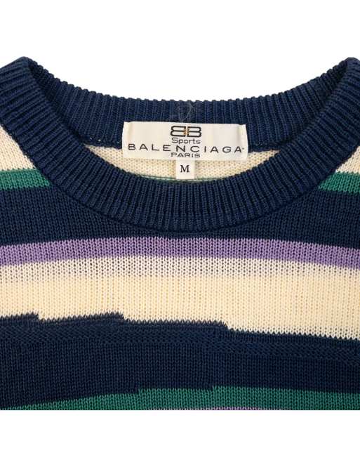Vintage 90s Balenciaga Sports Striped Knit Jumper Size S, 3 of 4
