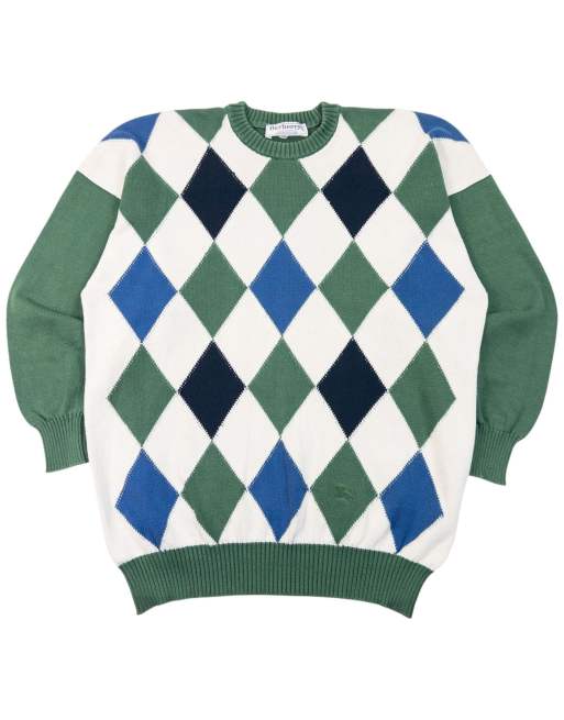 Vintage 90s Burberry Argyle Pattern Jumper Size M, 1 of 6