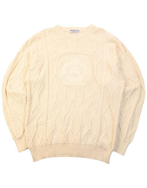Vintage 90s Burberry Embroidered Knit Jumper Size L, 1 of 4