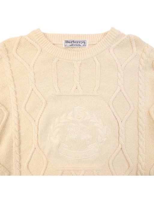 Vintage 90s Burberry Embroidered Knit Jumper Size L, 3 of 4