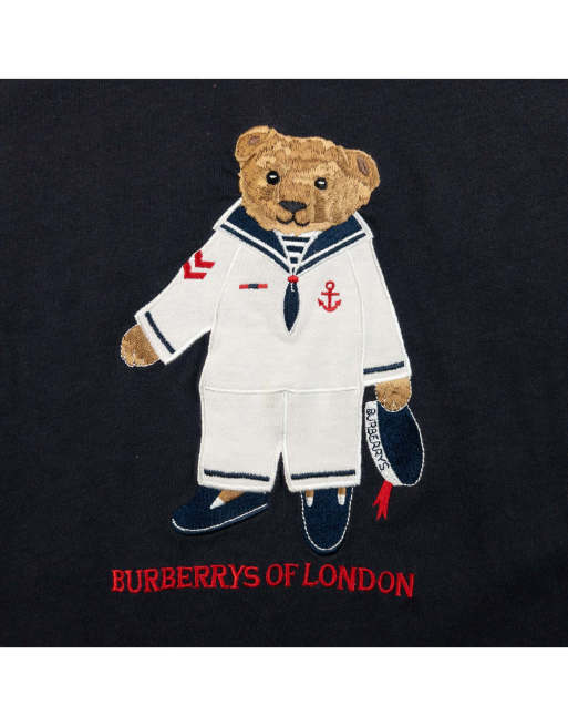 Vintage 90s Burberry Embroidered Nautical Sailor Teddy Bear T Shirt Size M, 2 of 4