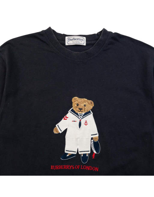 Vintage 90s Burberry Embroidered Nautical Sailor Teddy Bear T Shirt Size M, 4 of 4