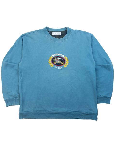 Vintage 90s Burberry Embroidered Sweatshirt Size M - view 1