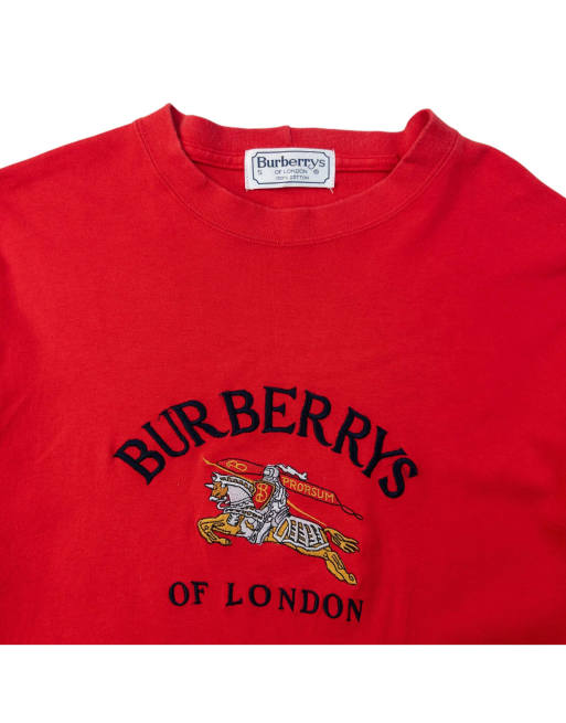 Vintage 90s Burberry Embroidered Thick Long Sleeve T Shirt Size S