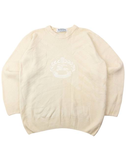 Vintage 90s Burberry Embroidered Wool Knit Jumper Size S