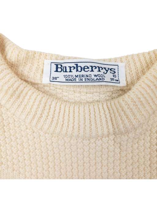 Vintage 90s Burberry Embroidered Wool Knit Jumper Size S | ASOS