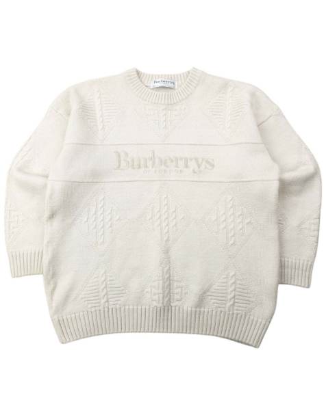 Vintage 90s Burberry Embroidered Wool Knit Jumper Size S - view 1