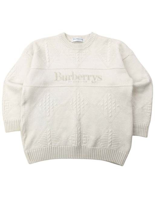 Vintage 90s Burberry Embroidered Wool Knit Jumper Size S