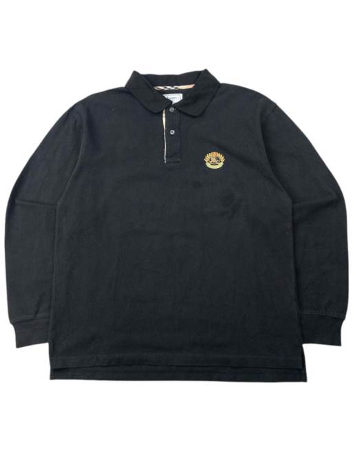 Vintage 90s Burberry Long Sleeve Polo Shirt Size S