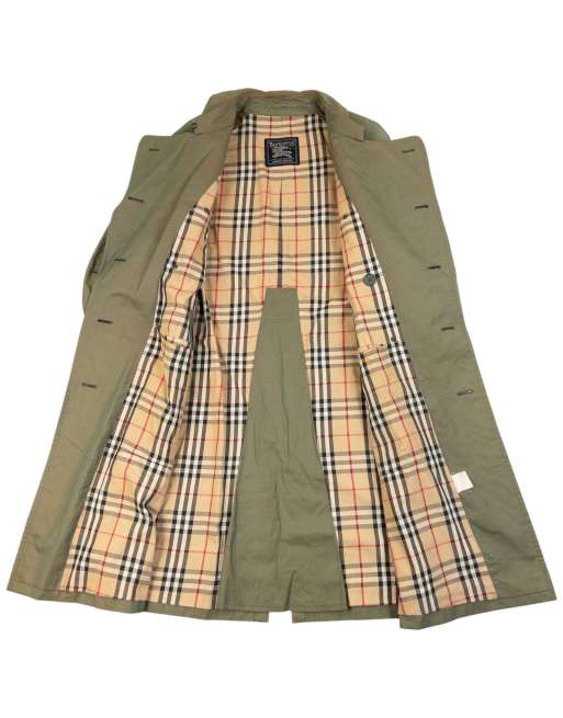 Vintage 90s Burberry Nova Check Lined Belt Waist Trench Jacket Size M, 2 of 7