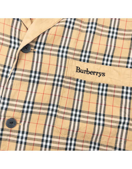 Vintage 90s Burberry Nova Check Long Sleeve Button Up Pyjama Shirt