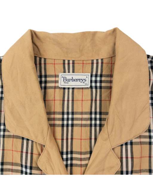 Vintage 90s Burberry Nova Check Long Sleeve Button Up Pyjama Shirt Size L, 4 of 4