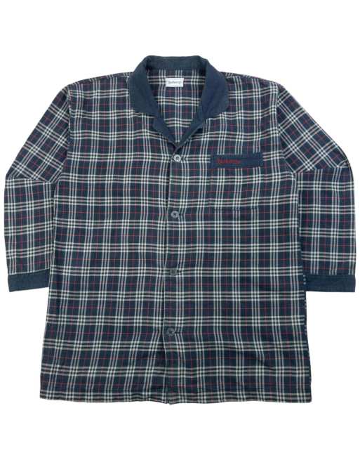 Vintage 90s Burberry Nova Check Long Sleeve Button Up Pyjama Shirt SizeM