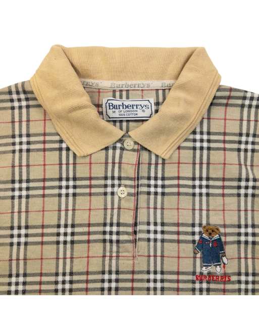 Vintage 90s Burberry Nova Check Polo Shirt Size M, 3 of 4