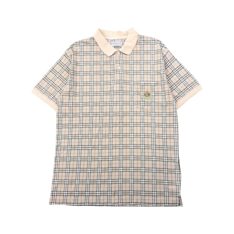Vintage 90s Burberry nova check polo shirt size xl in beige | ASOS