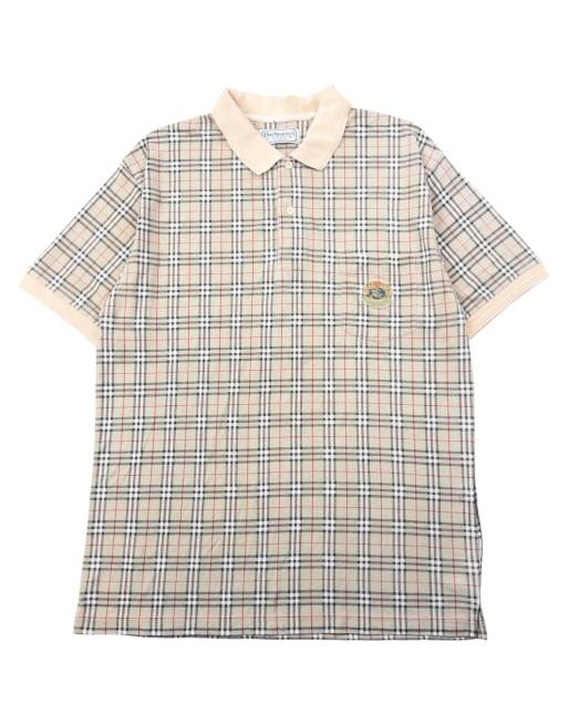 Vintage 90s Burberry nova check polo shirt size xl in beige
