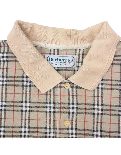 トップス BURBERRY Vintage Polo shirt Nova check BURBERRYS Beige Nova Check Polo shirt Short sleeve 100% Cotton Men