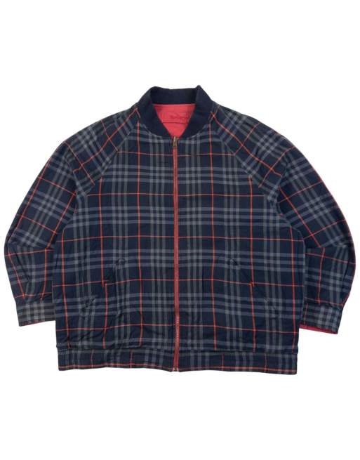 Vintage 90s Burberry Nova Check Reversible Bomber Jacket Size L, 1 of 7