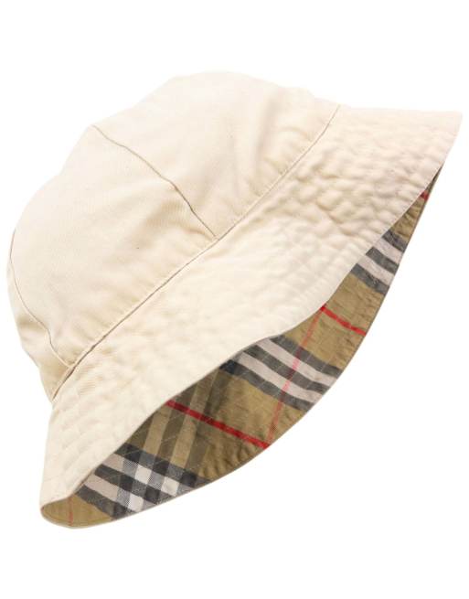 Vintage 90s Burberry Nova Check Reversible Bucket Hat in Beige | ASOS