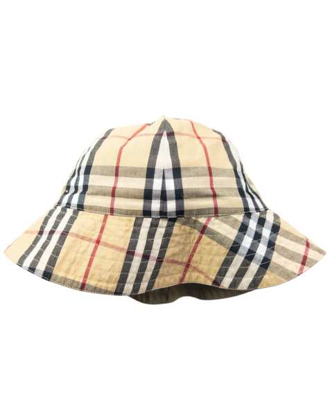 Vintage 90s Burberry Nova Check Reversible Bucket Hat in Beige - view 1