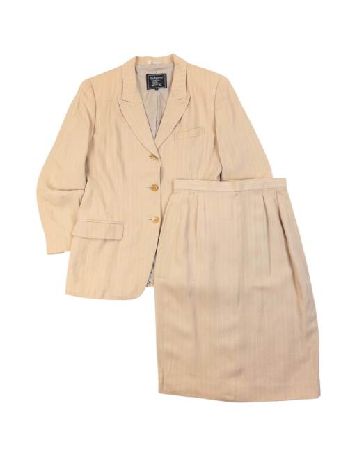 Vintage 90s Burberry Pinstripe Jacket & Skirt Suit Set Size XS, 1 of 7