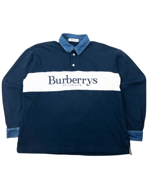 Vintage 90s Burberry Polo Sweatshirt Size XS